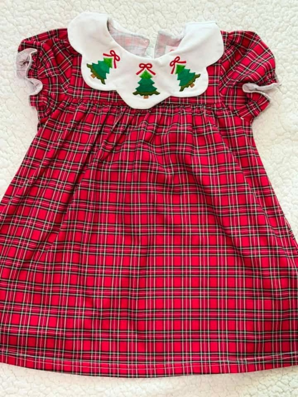 Red Plaid Holiday Dress with White Peter Pan Collar